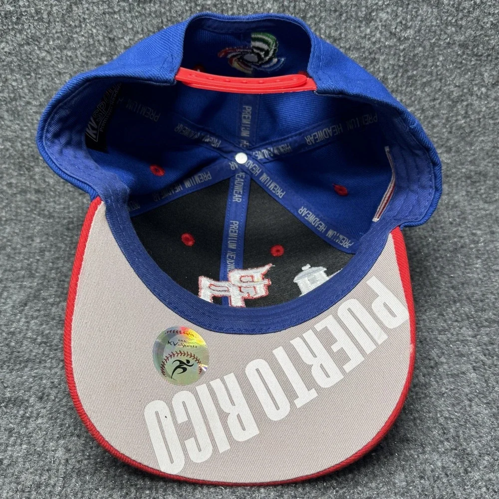 Puerto Rico KV‎ Sports Snapback Hat Mens OSFM Blue Red Flag Baseball Cap